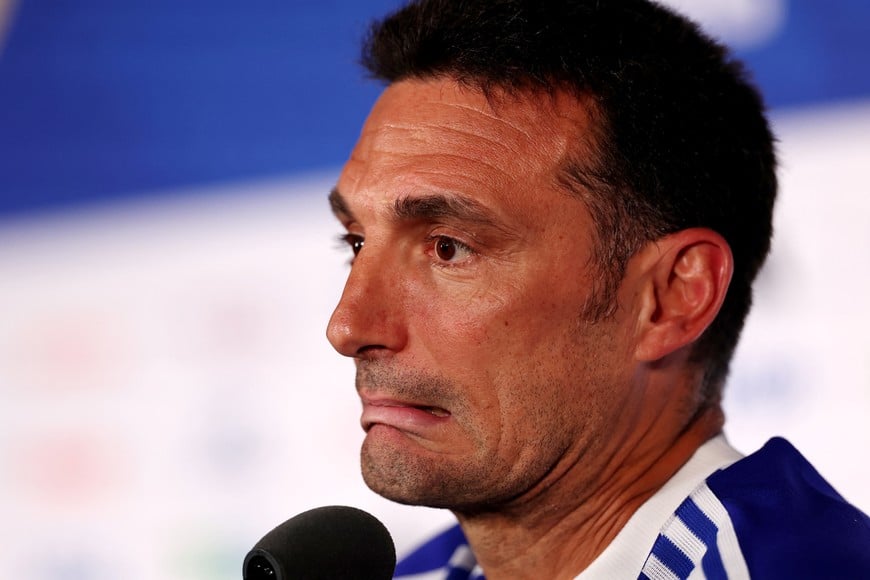 Soccer Football - FIFA World Cup 2026 - Argentina Press Conference - Atlanta Stadium, Atlanta, Georgia, U.S. - July 14, 2026
Argentina coach Lionel Scaloni during the press confence REUTERS/Paul Childs