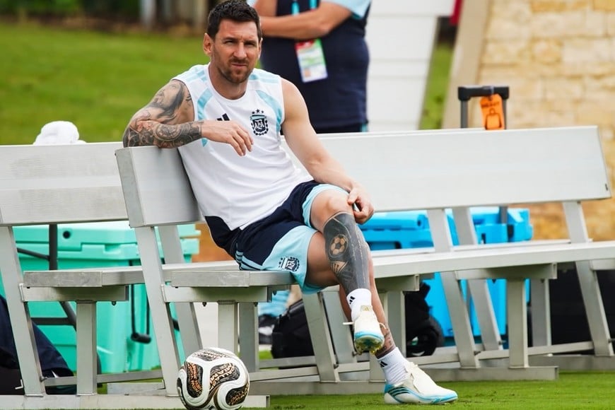 LIONEL MESSI EN Entrenamiento abierto de Argentina en la previa a las semifinales contra Inglaterra por el Mundial 2026. Foto: Fernando Nicola