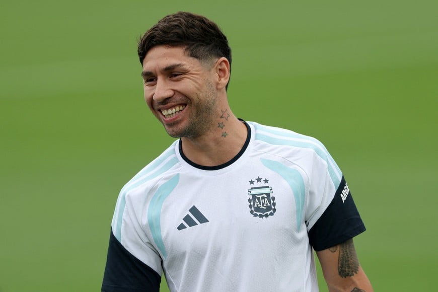 Soccer Football - FIFA World Cup 2026 - Argentina Training - Atlanta United Training Centre, Marietta, Georgia - July 14, 2026
Argentina's Gonzalo Montiel during training REUTERS/Amanda Perobelli