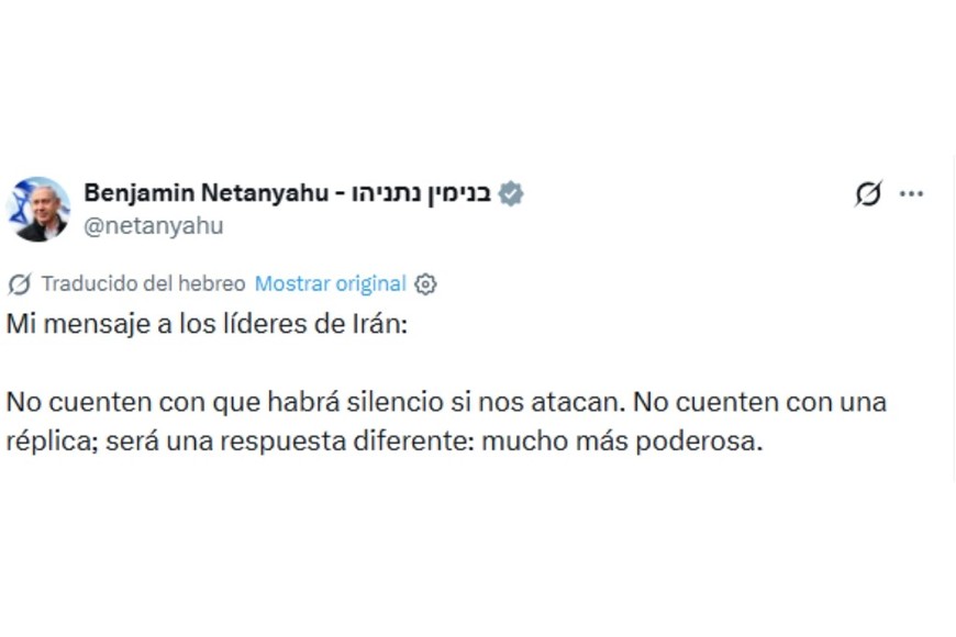 El posteo de Netanyahu en X.
