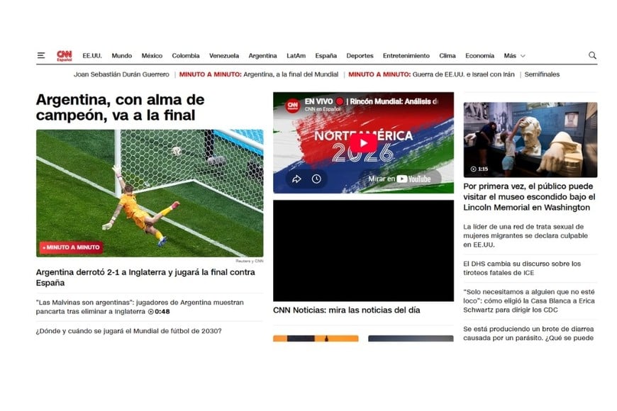 La portada de CNN en español.