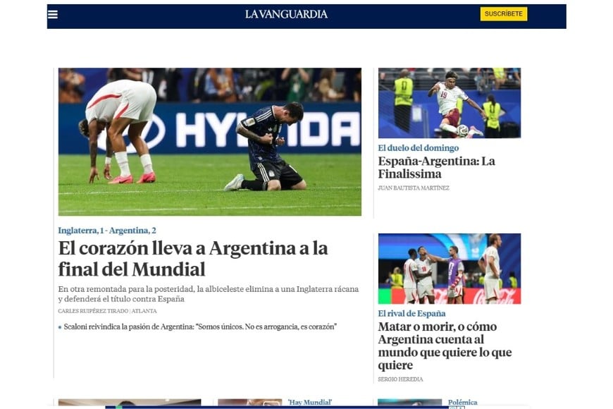 La portada de La Vanguardia de España.