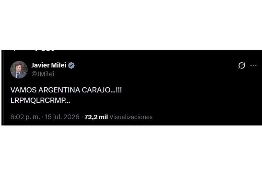 El posteo del presidente en X.