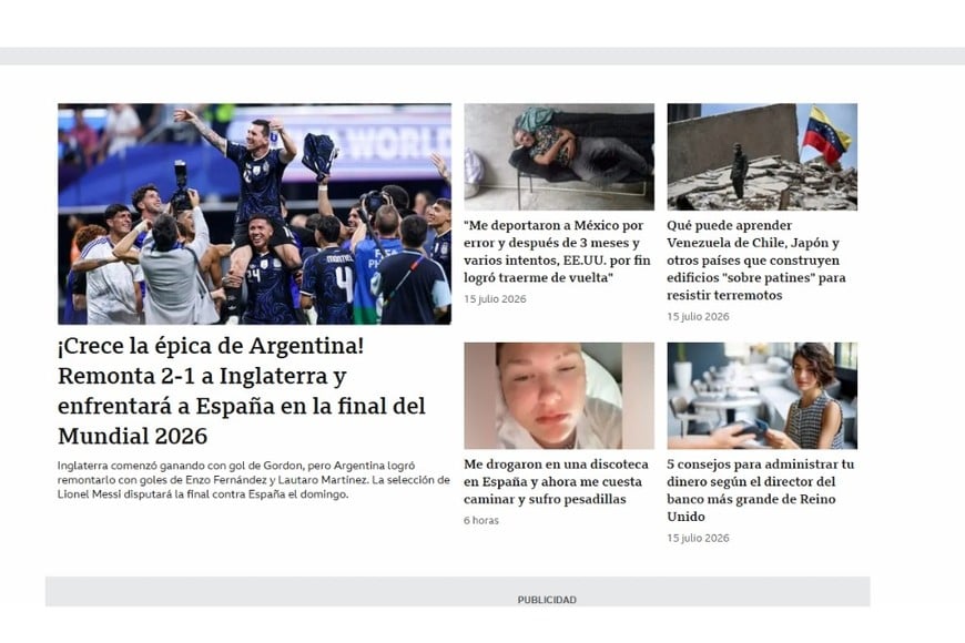 La portada de BBC Mundo.