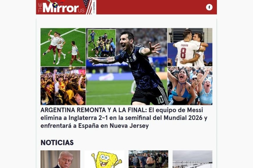 The Mirror sobre la clasificación de Argentina a la final de la Copa del Mundo 2026.