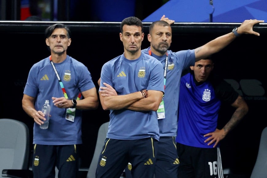 Soccer Football - FIFA World Cup 2026 - Semi Final - England v Argentina - Atlanta Stadium, Atlanta, Georgia, U.S. - July 15, 2026
Argentina coach Lionel Scaloni reacts IMAGN IMAGES via Reuters/Brett Davis