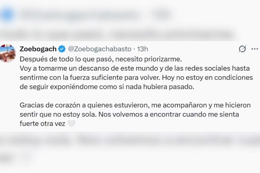 Zoe compartió un duro descargo tras su salida de Telefe.