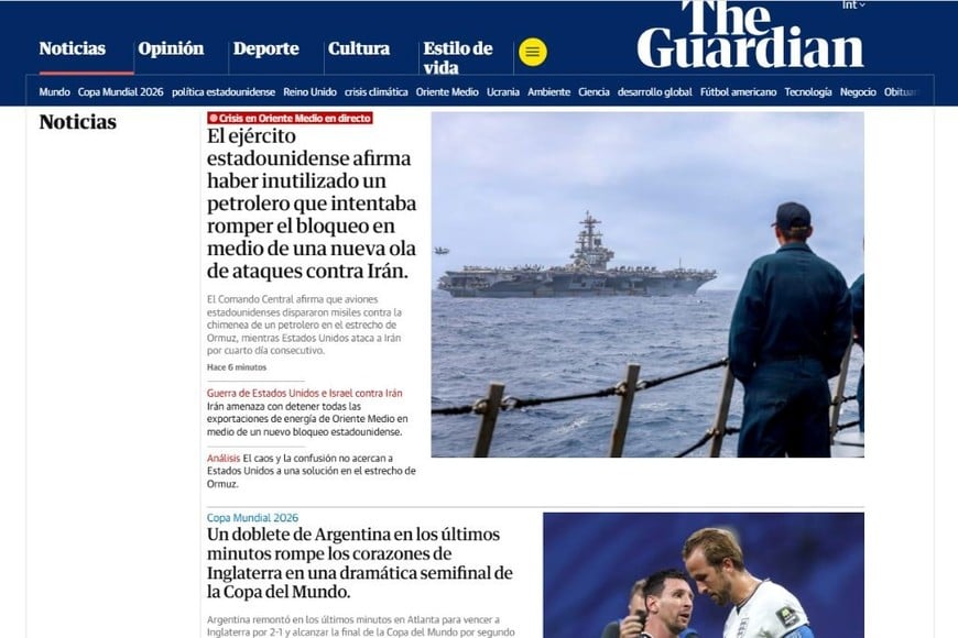 The Guardian sobre la clasificación de Argentina a la final de la Copa del Mundo 2026.
