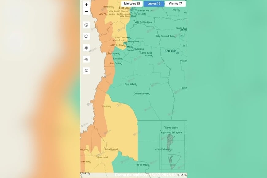 El SMN elevó a nivel naranja la alerta por intensas nevadas en la cordillera de Mendoza.