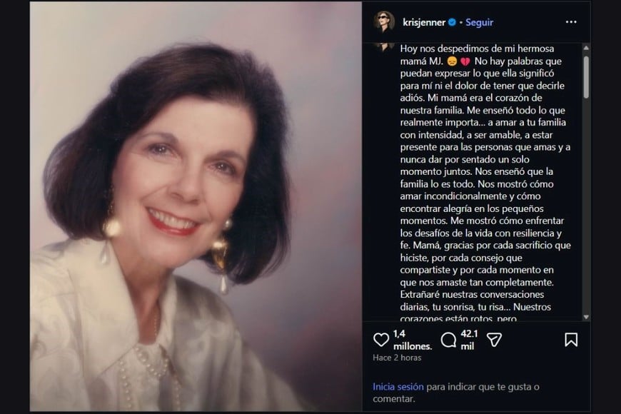 La partida de MJ Campbell ocurre dos años después del sensible fallecimiento de su otra hija y hermana menor de Kris, Karen Houghton.
