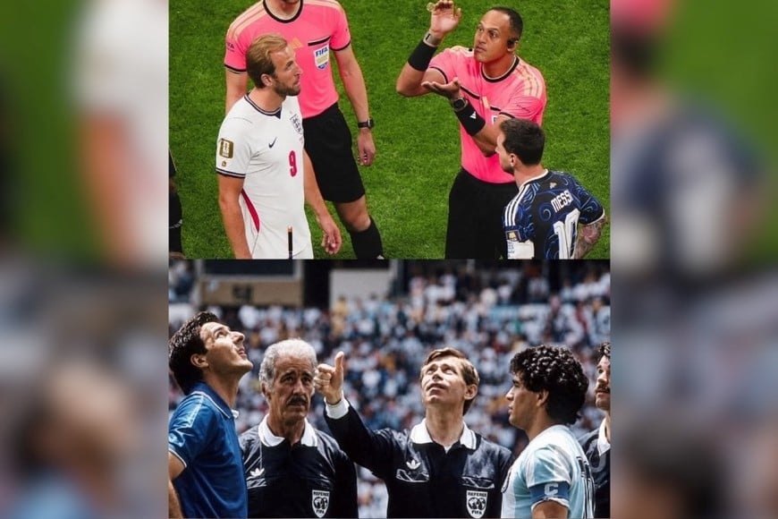 La postura de Messi recordó una histórica fotografía de Diego Maradona en México 1986.