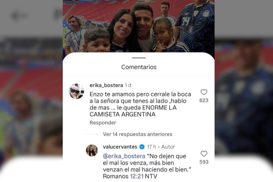 La respuesta de Valentina en sus redes sociales.