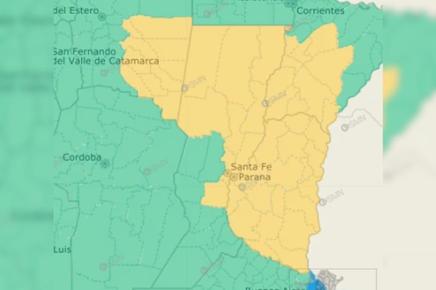 Hay alerta amarilla por tormentas en cuatro provincias.