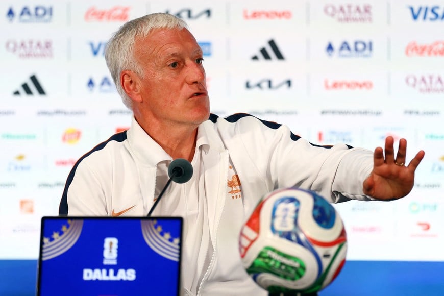 Soccer Football - FIFA World Cup 2026 - France Press Conference - Dallas Stadium, Arlington, Texas, U.S. - July 14, 2026
France coach Didier Deschamp during the press conference REUTERS/Hannah Mckay