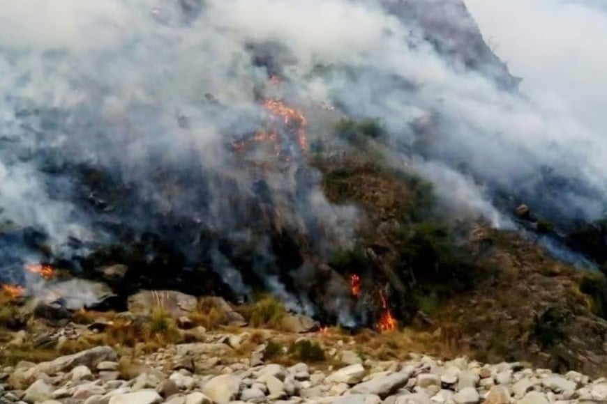 El incendio forestal afecta la zona serrana de Estancia Grande, en la provincia de San Luis.