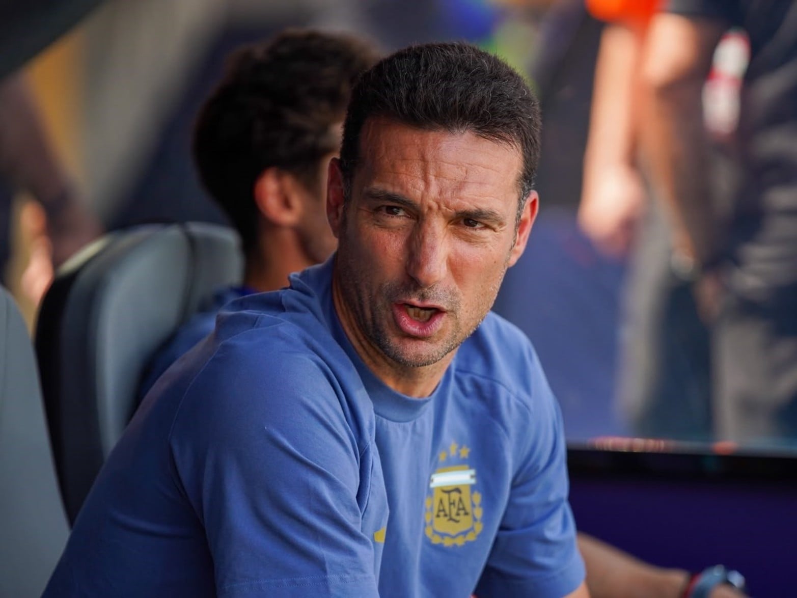 Scaloni en Argentina-España. Foto: Fernando Nicola