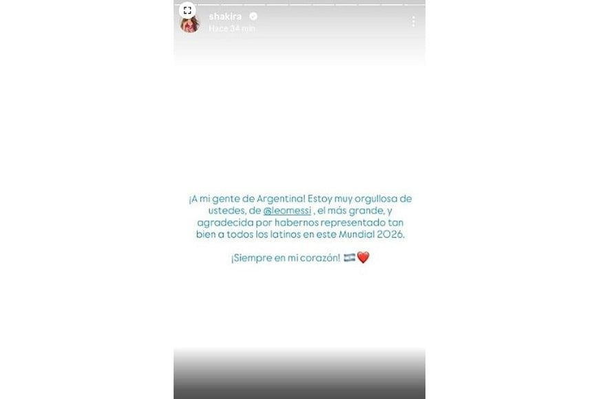 La cantante colombiana dedicó un saludo en sus historias de Instagram.