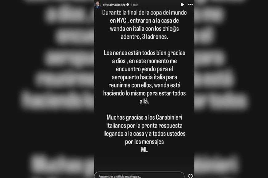 El descargo de Maxi en sus redes.