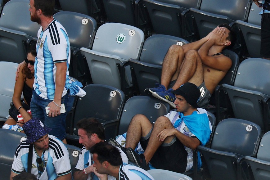 Soccer Football - FIFA World Cup 2026 - Final - Spain v Argentina - New York/New Jersey Stadium, East Rutherford, New Jersey, U.S. - July 19, 2026
Argentina fans looks dejected in the stands after the match REUTERS/Carlos Barria