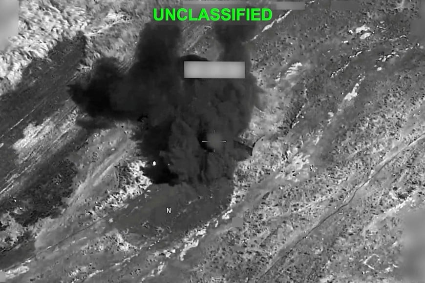Smoke rises from an explosion at an unknown location, during what U.S. Central Command (CENTCOM) says are strikes on Iran, in this still image taken from a handout video released on July 19, 2026. U.S. Central Command/Handout via REUTERS THIS IMAGE HAS BEEN SUPPLIED BY A THIRD PARTY. MANDATORY CREDIT. OVERLAY AND MASKING AT SOURCE.
VERIFICATION:
Location and date could not be verified.
No earlier version of the video found posted online before July 19.