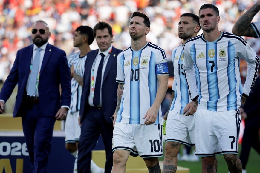 Argentina's Lionel Messi reacts as he walks after FIFA World Cup 2026 Final, at New York New Jersey Stadium in East Rutherford, New Jersey, U.S., July 19, 2026. REUTERS/Evan Vucci