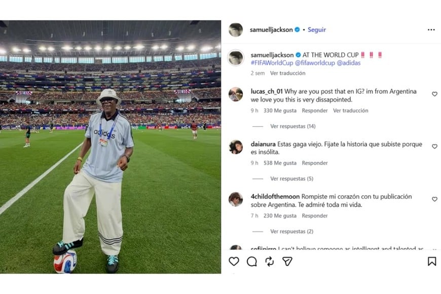 Comentarios argentinos en el posteo de Samuel L. Jackson.