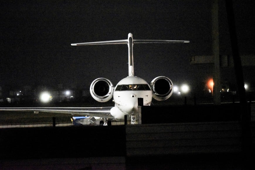 The aircraft carrying Argentine soccer player Lionel Messi arrives at Islas Malvinas International Airport after the 2026 FIFA World Cup, in Rosario, Argentina, July 21, 2026. REUTERS/Juan Jose Garcia