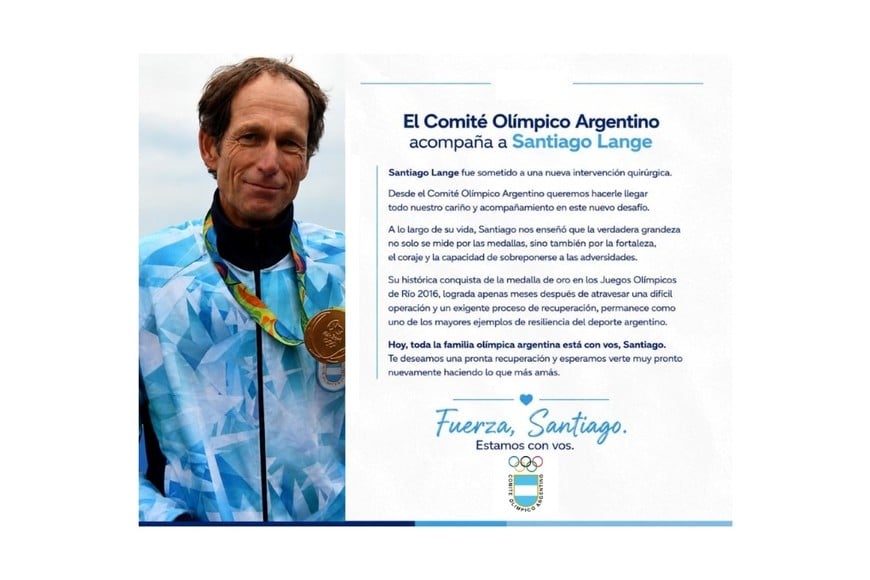 El Comité Olímpico Argentino confirmó que Santiago Lange fue sometido a una nueva cirugía.