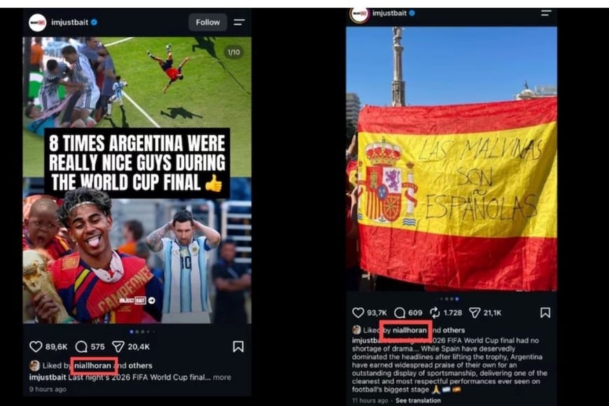 Niall Horan le dio "me gusta" a una burla sobre las Malvinas y debió disculparse.
