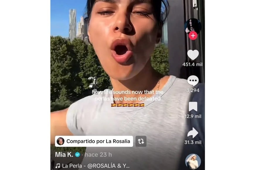 Rosalía compartió un Tik Tok de Mia Khalifa burlándose de Argentina.