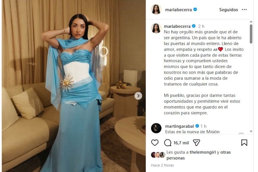 El descargo de María Becerra por las críticas que recibió la Argentina.