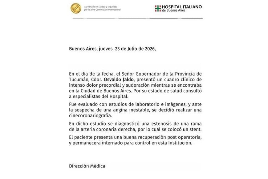 El comunicado del gobierno de Tucumán.