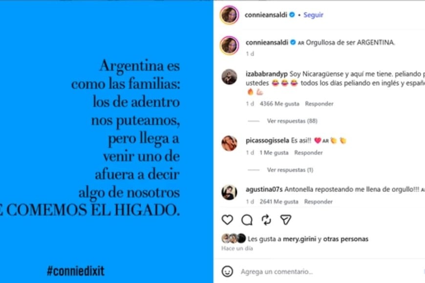 Mensaje de Antonela en redes sociales