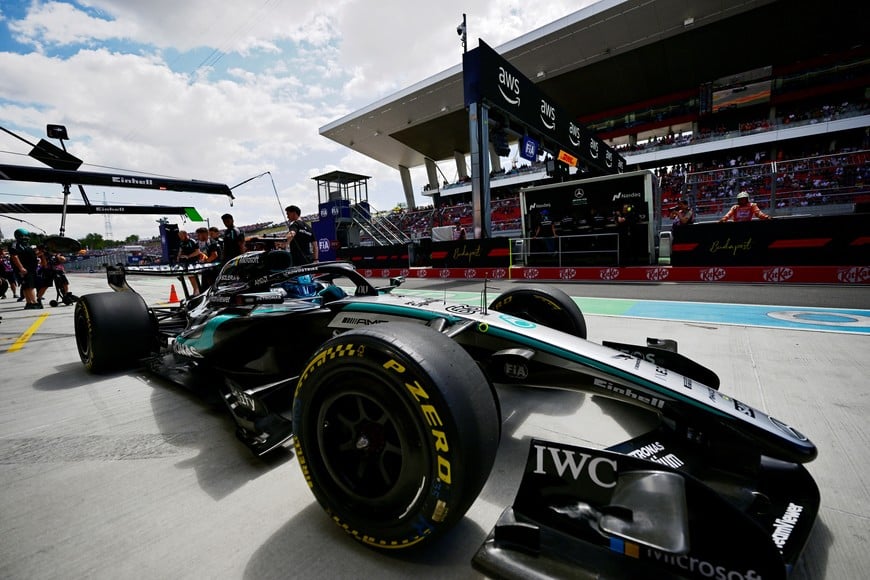 Formula One F1 - Hungarian Grand Prix - Hungaroring, Budapest, Hungary - July 24, 2026
Mercedes' George Russell during practice REUTERS/Marton Monus