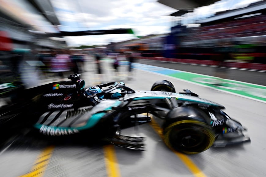 Formula One F1 - Hungarian Grand Prix - Hungaroring, Budapest, Hungary - July 24, 2026
Mercedes' George Russell during practice REUTERS/Marton Monus