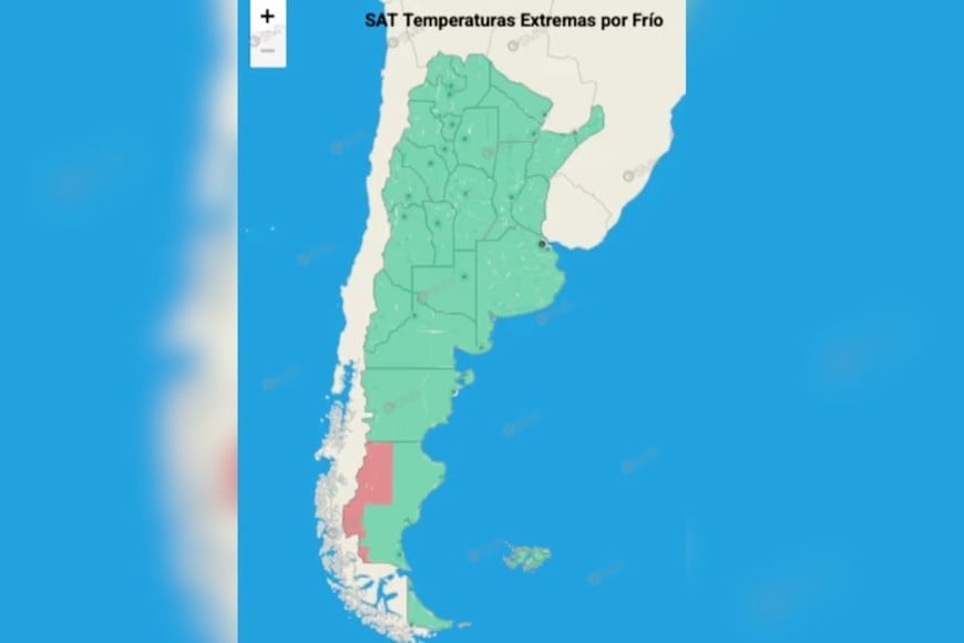 Alerta roja por frío extremo este sábado.