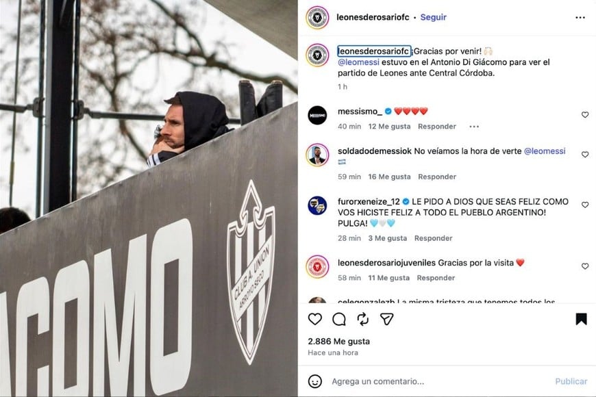 "¡Gracias por venir!", el posteo de Leones de Rosario FC.
