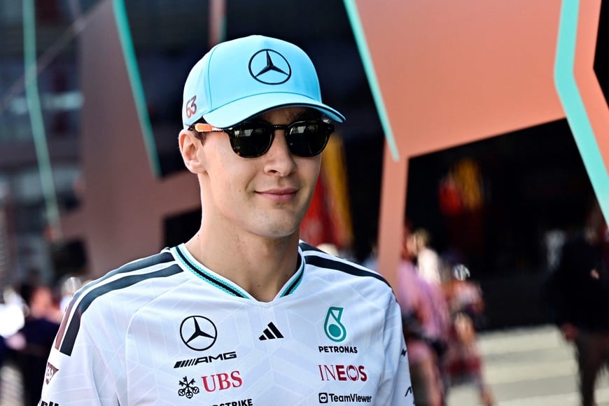 Formula One F1 - Hungarian Grand Prix - Hungaroring, Budapest, Hungary - July 26, 2026
Mercedes' George Russell arrives ahead of the race REUTERS/Marton Monus