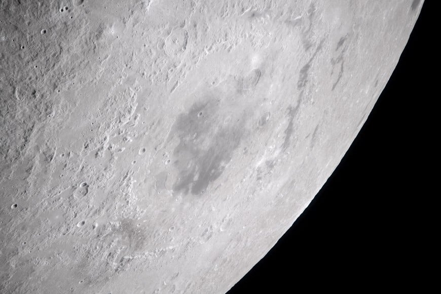 During the lunar flyby observation period, the Artemis II crew captures a detailed image of the Orientale basin, a 600-mile-wide impact crater marked by a dark patch of ancient lava that erupted through the Moon’s crust billions of years ago, photographed by the NASA Artemis II crew from the Orion spacecraft during the lunar flyby mission, April 6, 2026. NASA/Handout via REUTERS THIS IMAGE HAS BEEN SUPPLIED BY A THIRD PARTY.