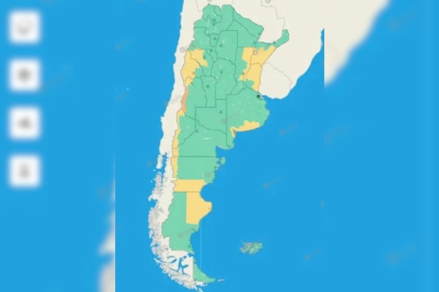 Las zonas bajo alerta este lunes.