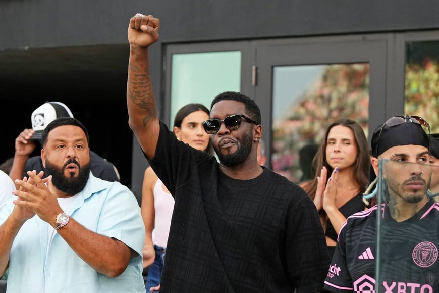 Jul 25, 2023; Fort Lauderdale, FL, USA; Recording artist DJ Khaled and Sean Combs attend the game between Inter Miami CF and Atlanta United at DRV PNK Stadium. Mandatory Credit: Jasen Vinlove-USA TODAY Sports