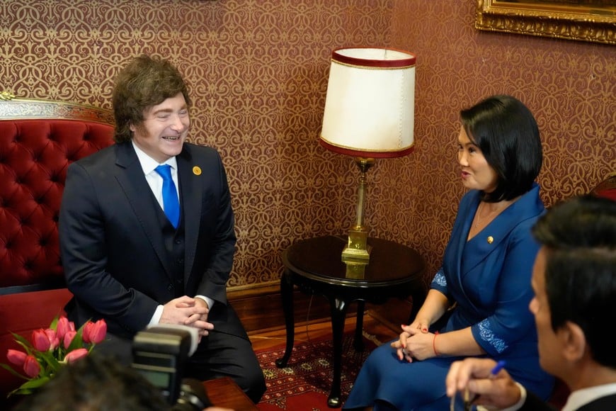 Javier Milei junto a la presidenta electa de Perú, Keiko Fujimori. Crédito: Presidencia