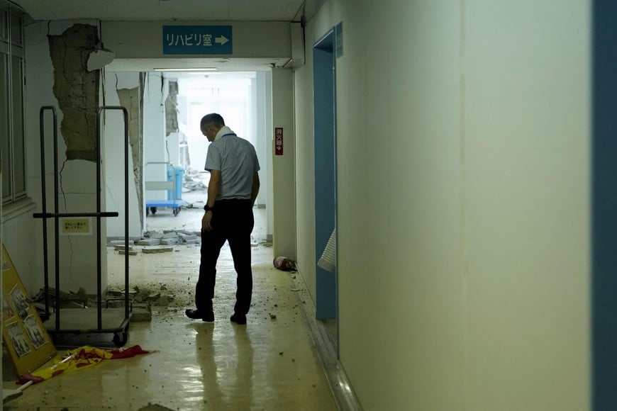 A view of the damage in Kumamoto Minami Hospital, after an earthquake with a preliminary magnitude of 7.1 struck Japan's southern Kumamoto prefecture, in Uki City, Kumamoto Prefecture, Japan, July 29, 2026. Kyodo/via REUTERS ATTENTION EDITORS - THIS IMAGE HAS BEEN SUPPLIED BY A THIRD PARTY. MANDATORY CREDIT. JAPAN OUT. NO COMMERCIAL OR EDITORIAL SALES IN JAPAN.