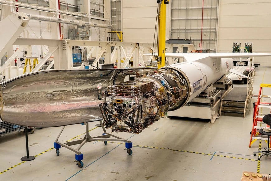 A spacecraft built by space startup Katalyst Space that will tow NASA's Neil Gehrels Swift Observatory into a higher orbit awaits encapsulation aboard a Northrop Grumman Pegasus XL at NASA's Wallops Flight Facility in Virginia, U.S. June 8, 2026. REUTERS/NASA/Ron Beard ATTENTION EDITORS - THIS IMAGE WAS PROVIDED BY A THIRD PARTY.