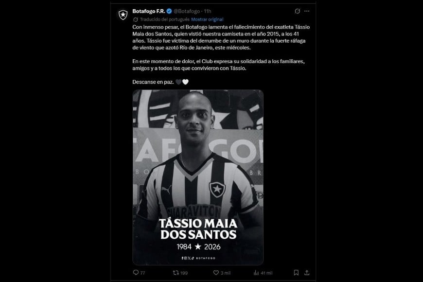 La despedida del club en redes.