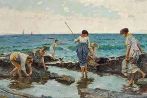 "Los recolectores de mejillones" de Benito Rebolledo Correa. Foto: Colección privada