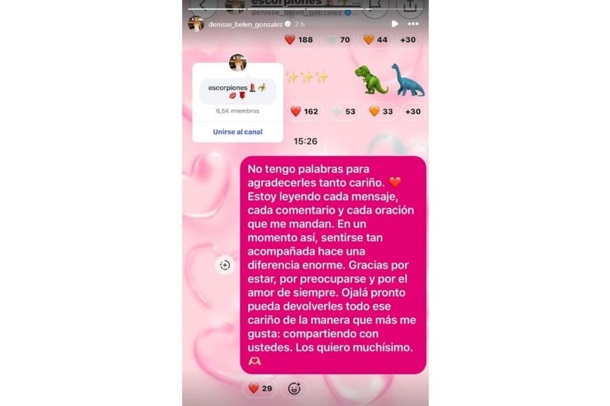 El mensaje de "Denu" para sus seguidores.