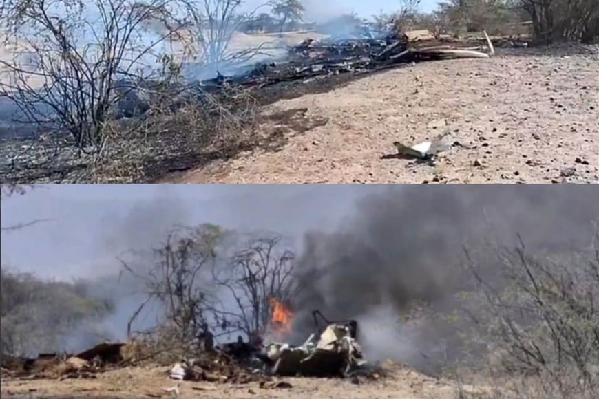 Restos humeantes del fuselaje esparcidos entre los cultivos movilizaron de urgencia a las dotaciones de bomberos y efectivos policiales.