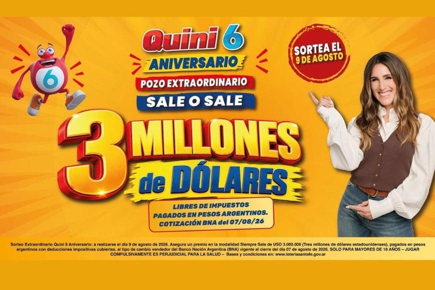 Quini 6 Sorteo Aniversario. Gentileza