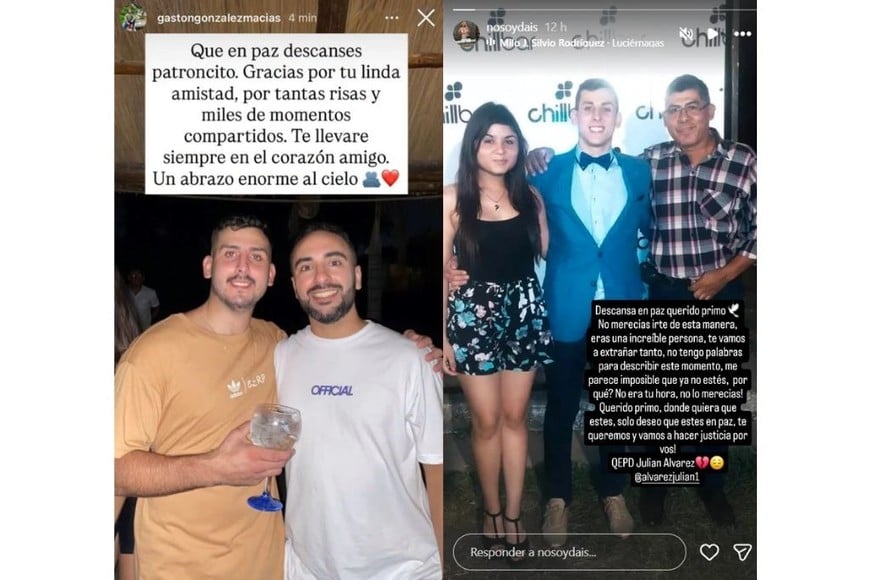 Algunos de los mensajes de despedida de los familiares de la víctima.